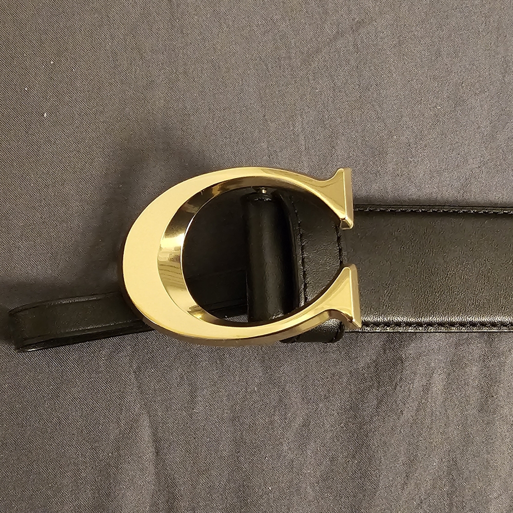 Coach Black Leather Belt with Gold Buckle